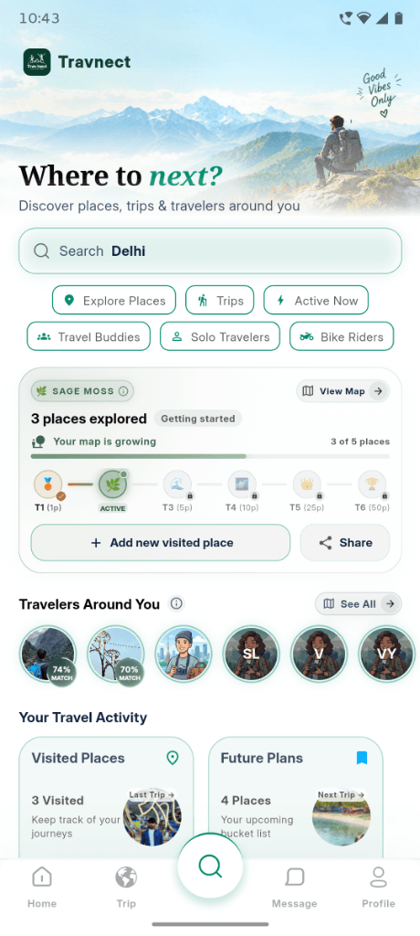 Travnect Home — Where to next?